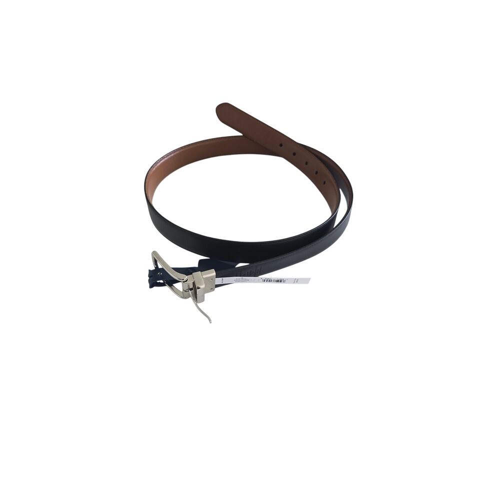 Men’s Cole Hann XL 42-44 Reversible Leather Belt Black Brown Dress Casual Silver